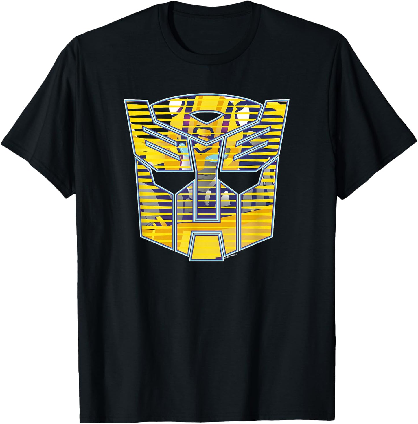 Transformers Bumblebee Big Face Retro Lines Logo T-Shirt - T-Shirt | Black