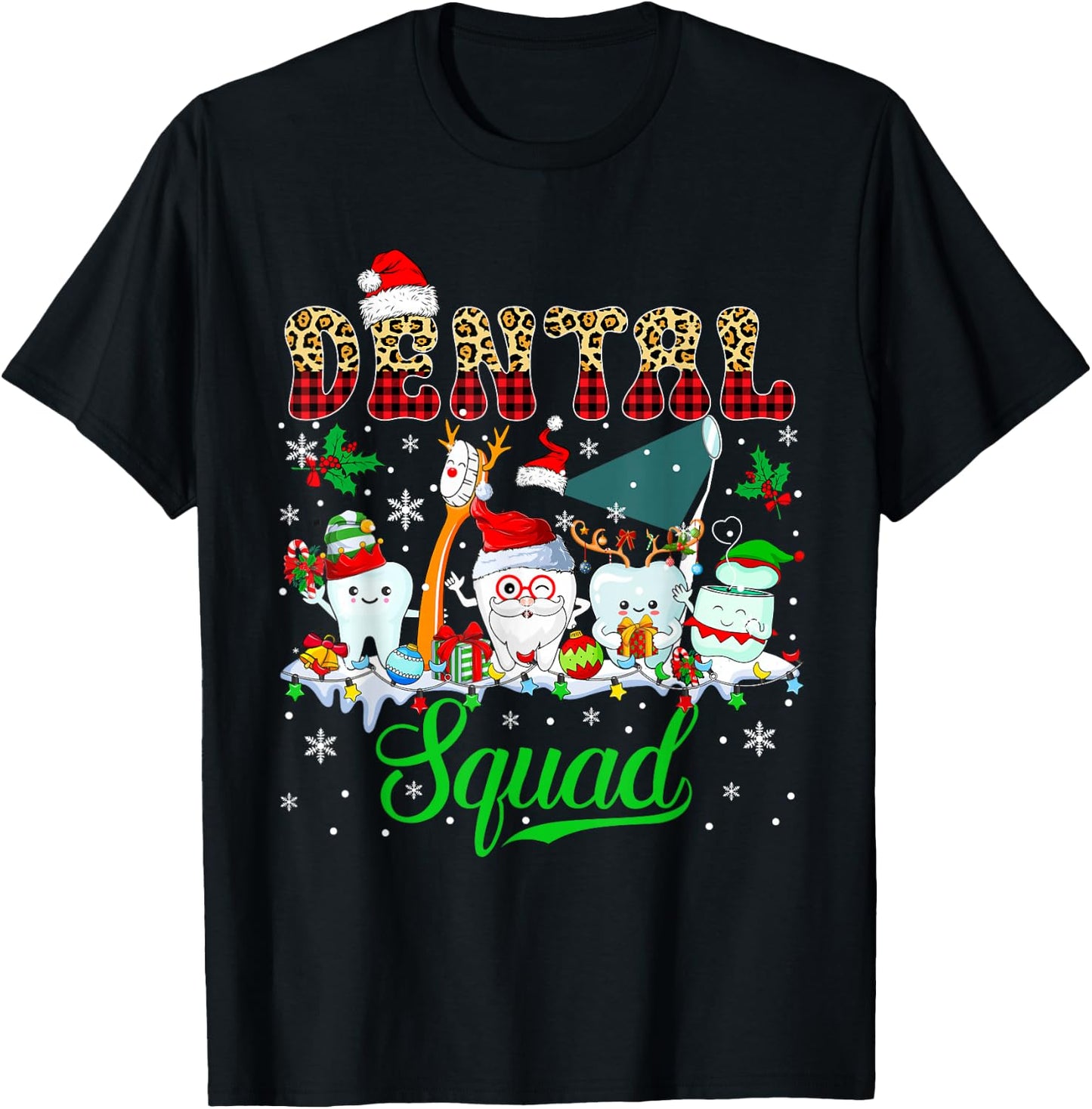 Dental Squad Christmas Santa Reindeer Elf Dental Tools T-Shirt - T-Shirt | Black