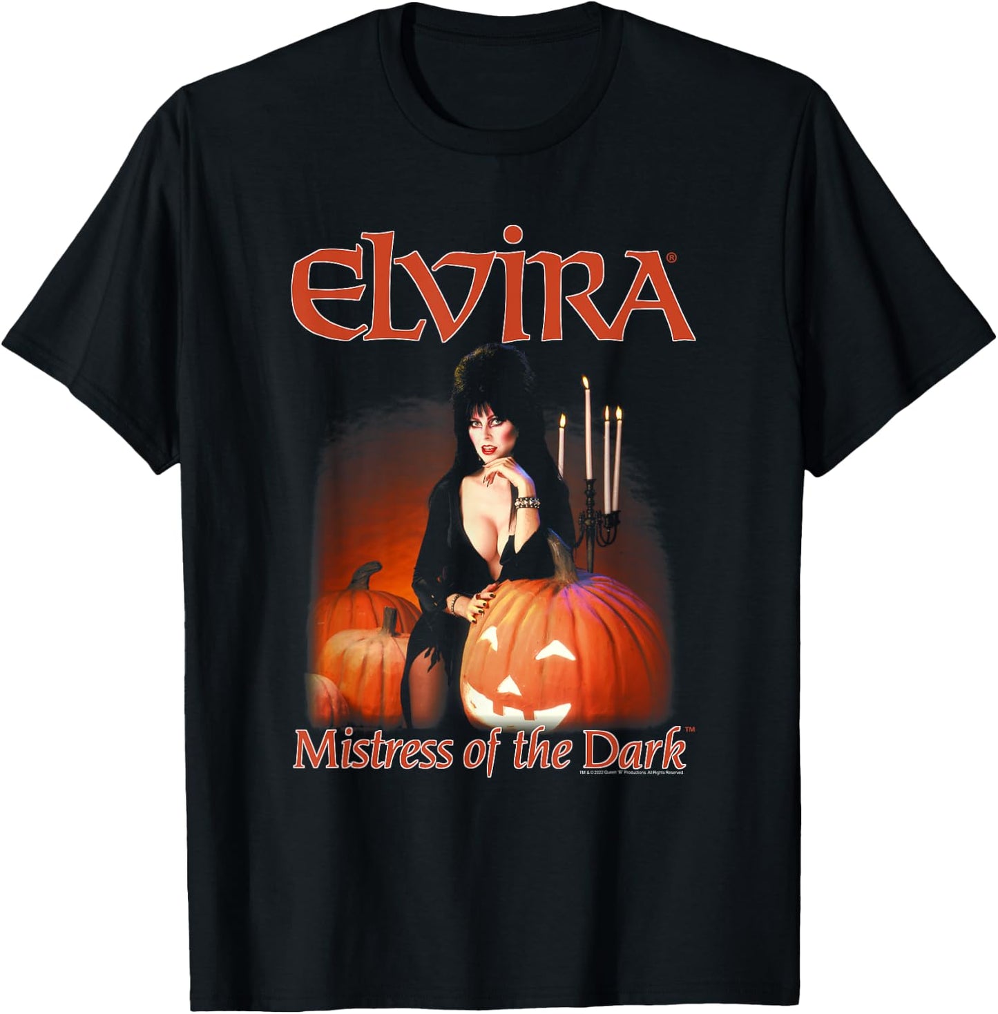 Elvira, Mistress of The Dark Pumpkin Halloween Horror T-Shirt - T-Shirt | Black