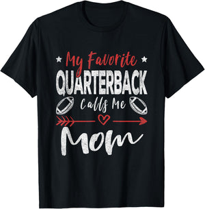 My Favorite Quarterback Calls Me Mom Football Player Mom T-Shirt - T-Shirt | Black