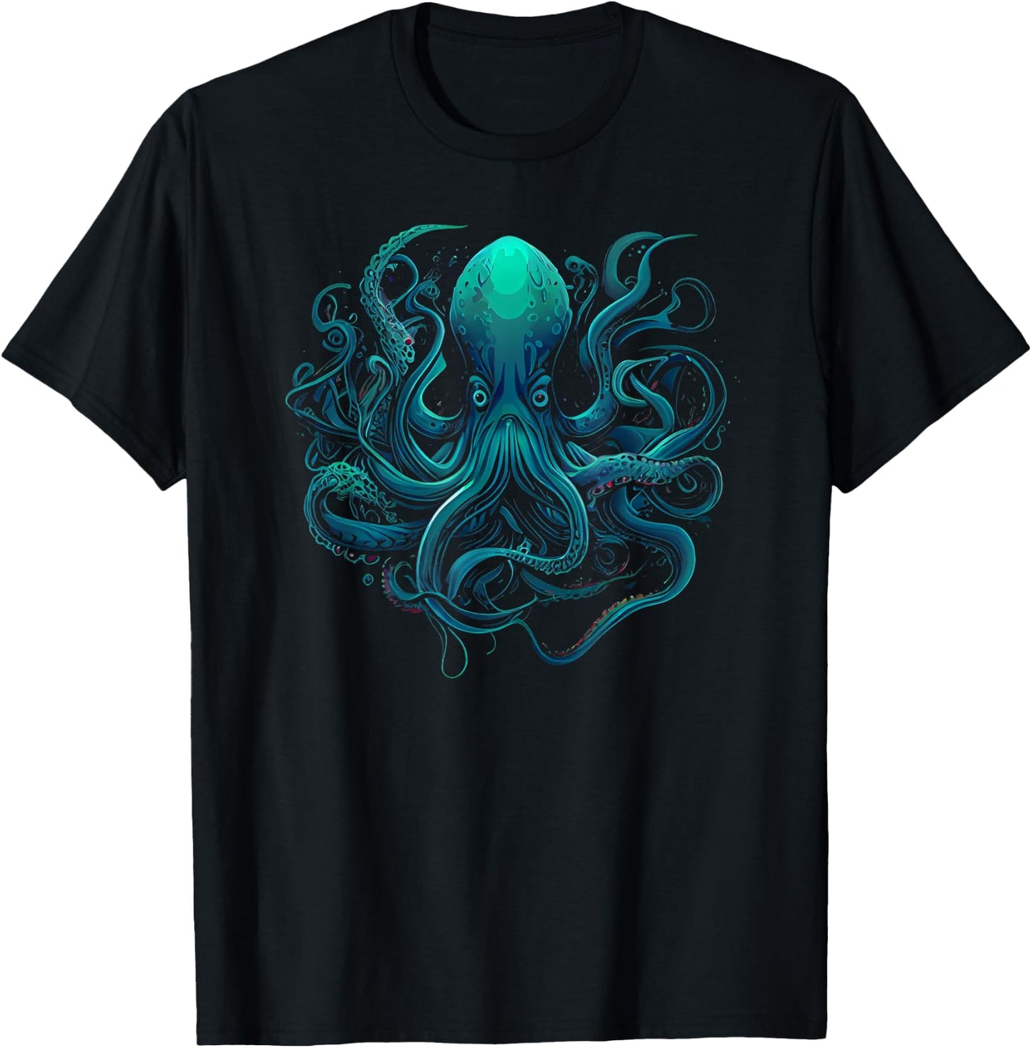 Beautiful Artistic Octopus Squid Sea Creature Graphic T-Shirt - T-Shirt | Black