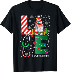 Oncology Nurse Worker Funny Gnomes Christmas Love Nurse Life T-Shirt - T-Shirt | Black