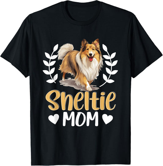 Shetland Sheepdog Dog Sheltie - Sheltie Mom T-Shirt - T-Shirt | Black