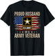 Vintage Proud Husband Of A Army Veteran With American Flag T-Shirt - T-Shirt | Black