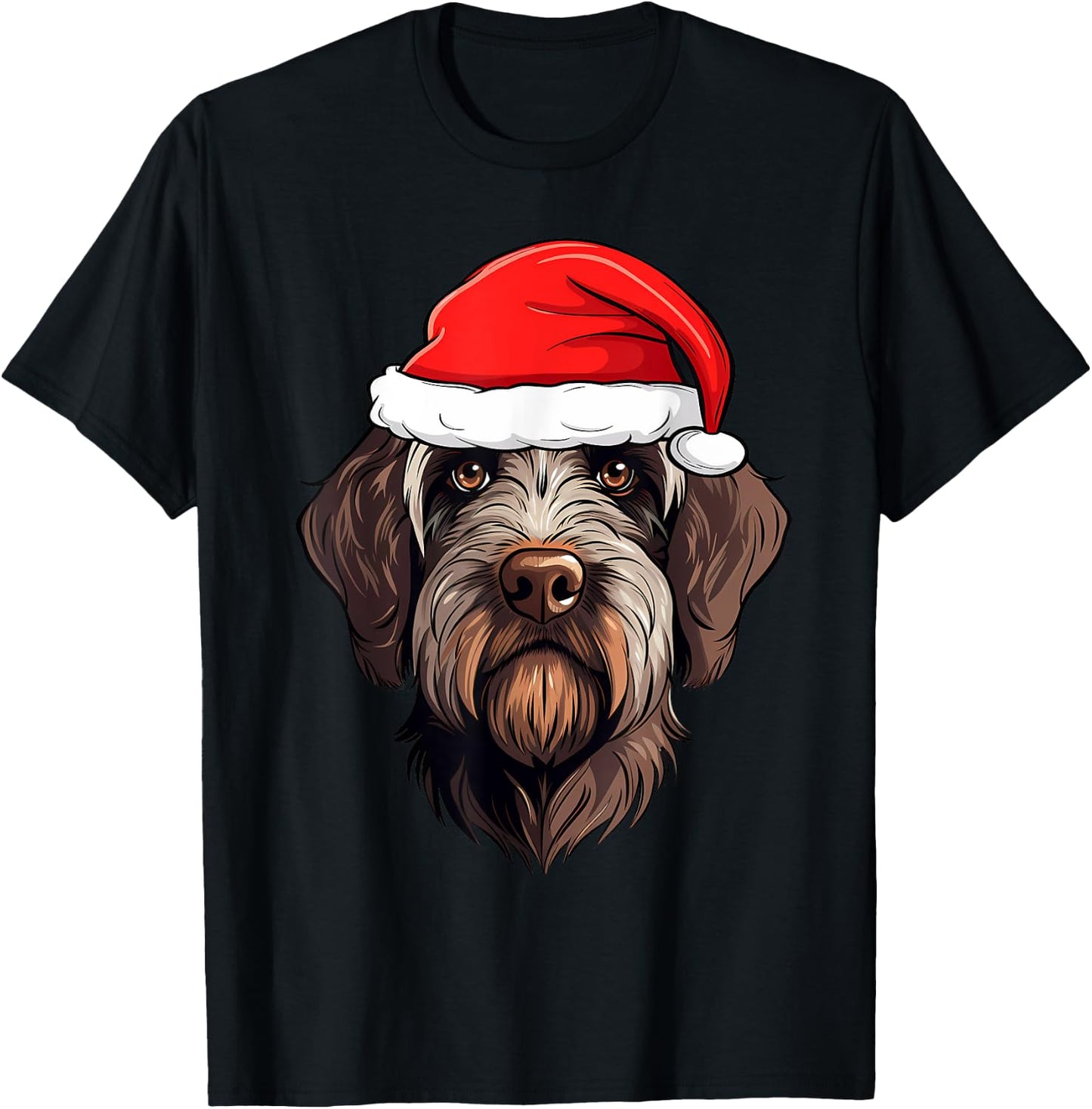 Wirehaired Pointing Griffon Christmas Santa Dog Cute Puppy Women Kids T-Shirt - T-Shirt | Black