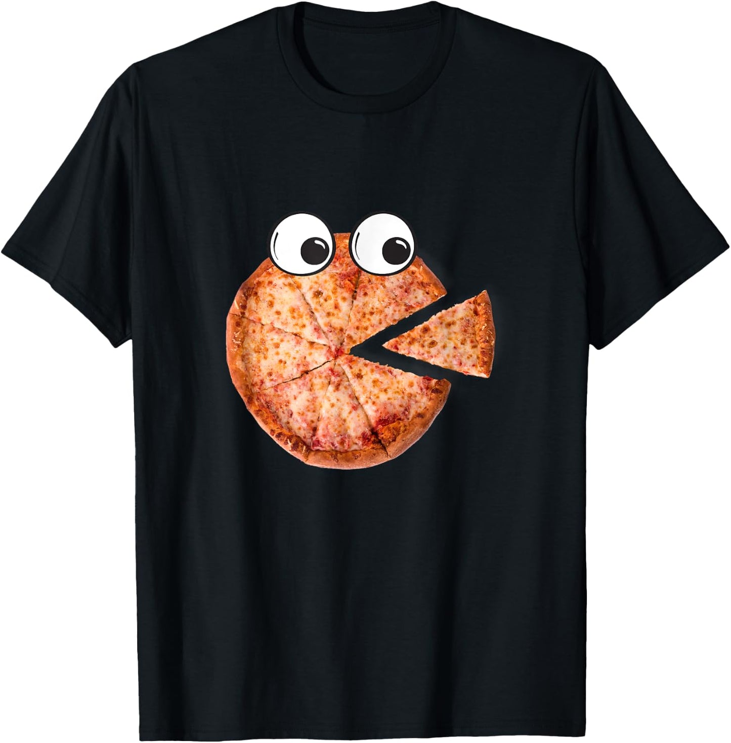 Weird Pizza With Googly Eyes Eating Pizza Design T-Shirt - T-Shirt | Black