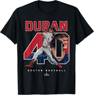 Number and Portrait Jarren Duran Boston MLBPA T-Shirt - T-Shirt | Black