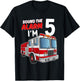 Kids Fire Truck 5th Birthday 5 Years Old Boys Girls Kids T-Shirt - T-Shirt | Black