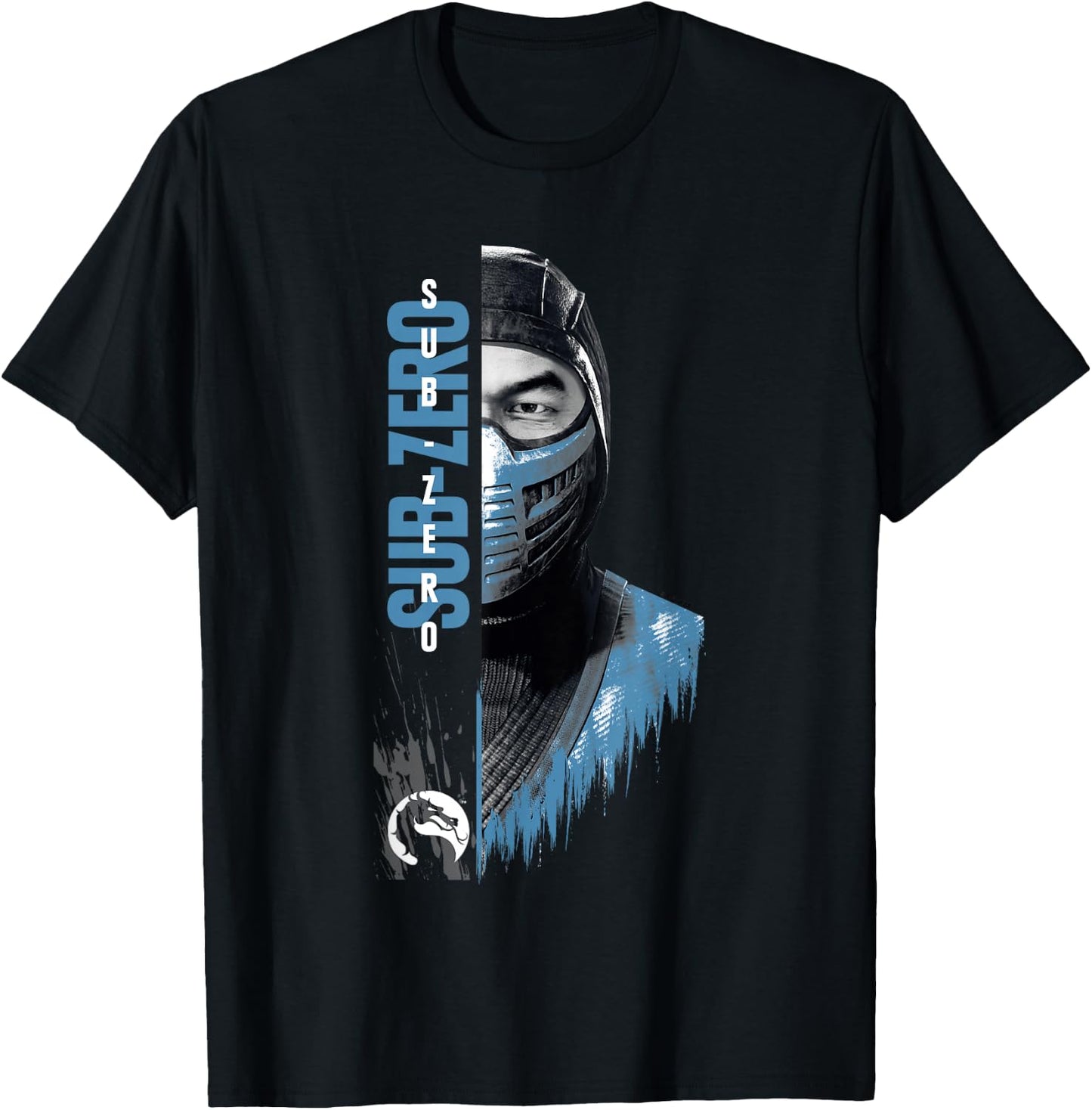 Mortal Kombat Klassic Sub-Zero Split Face Bust Portrait T-Shirt - T-Shirt | Black