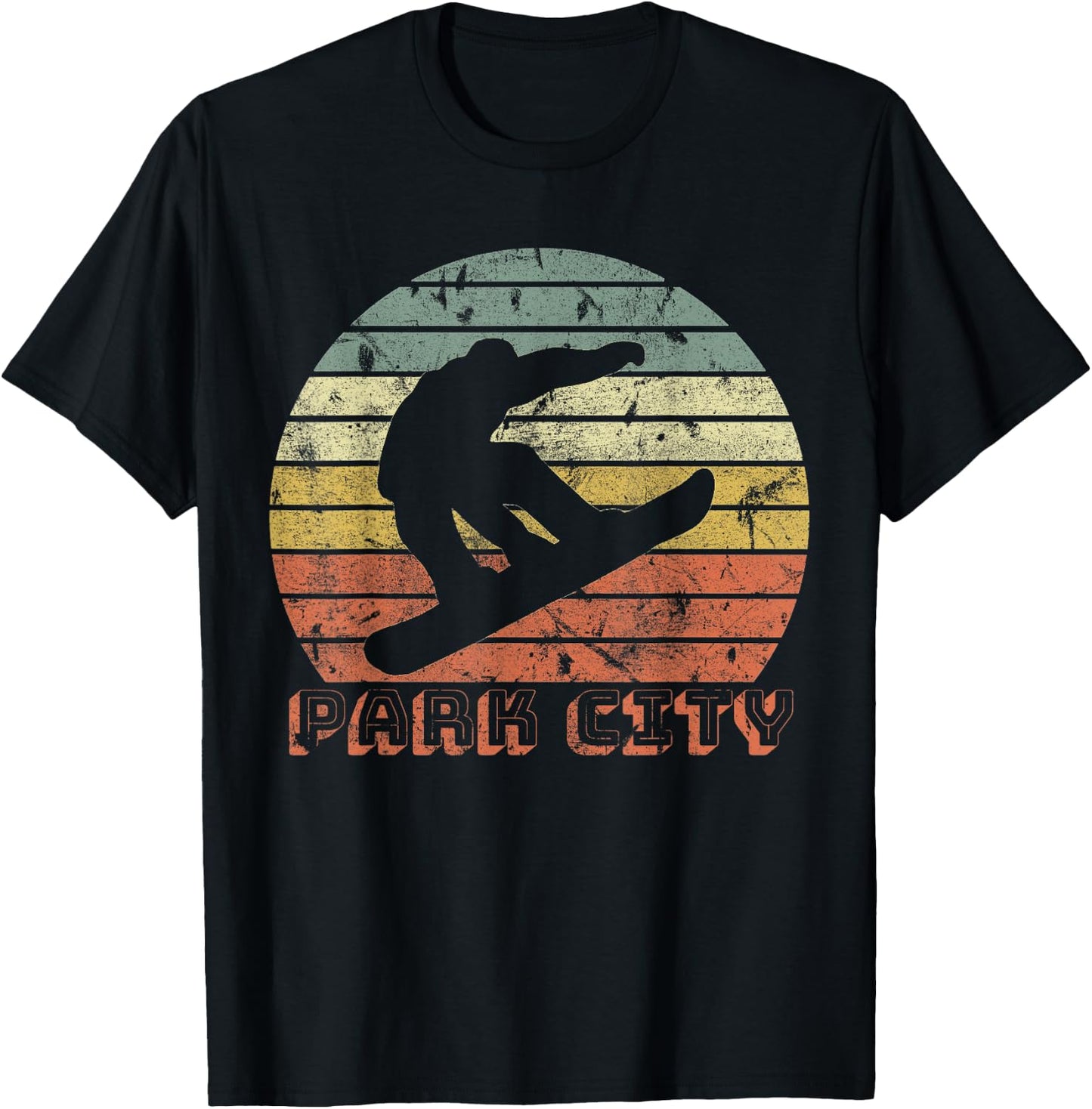 Park City Utah Snowboard Retro Sunset Vintage T-Shirt - T-Shirt | Black