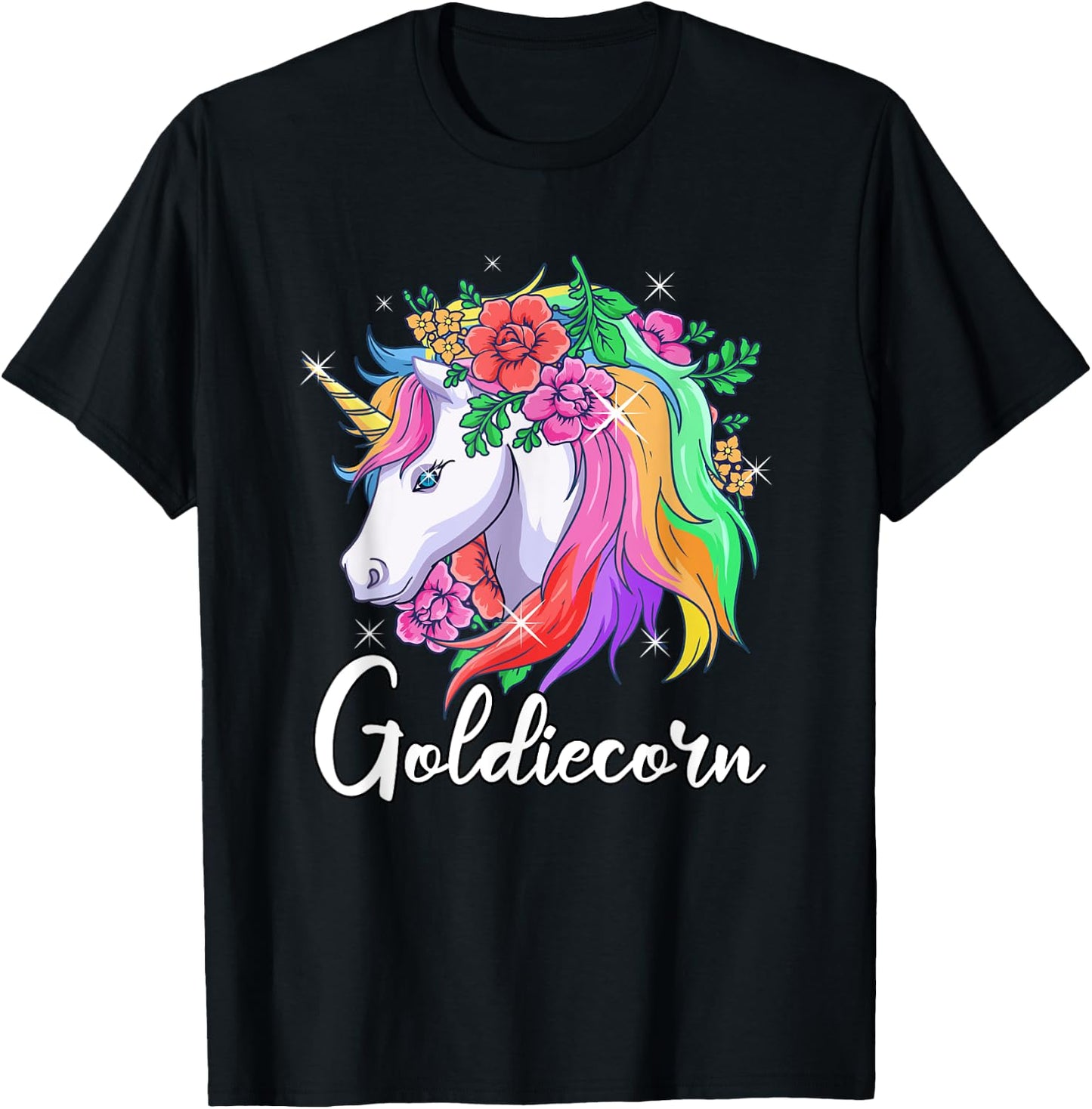 Cute Goldiecorn Personalized Name Unicorn Goldie T-Shirt - T-Shirt | Black