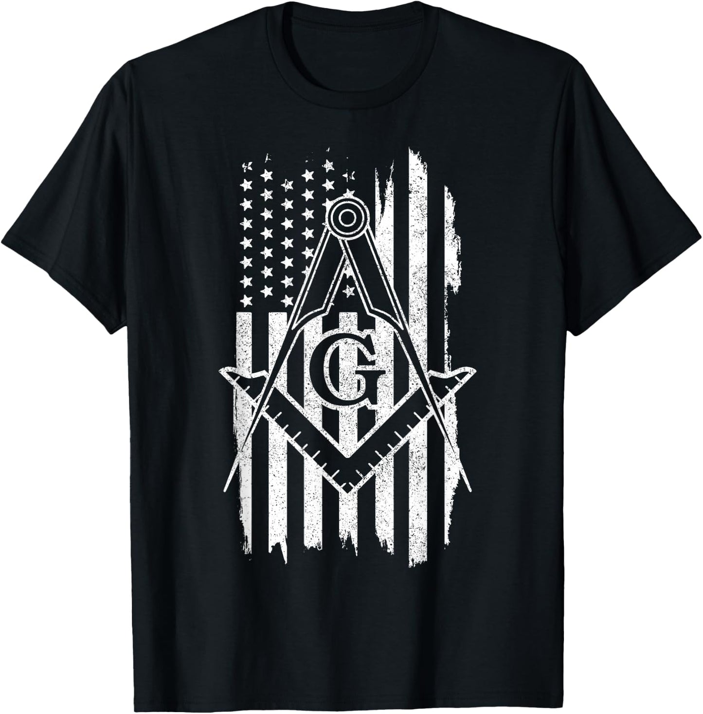 Patriotic Masonic American Flag T-Shirt - T-Shirt | Black