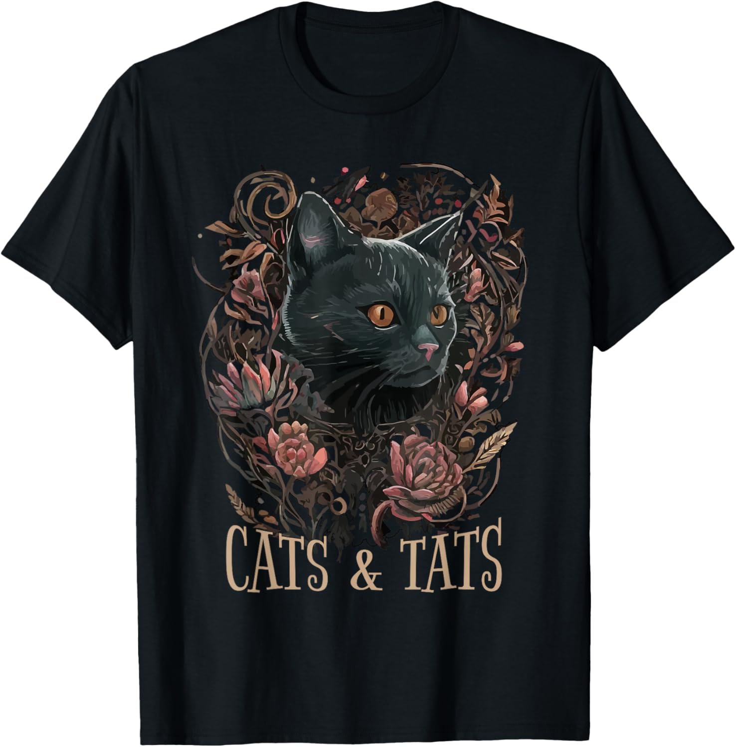 Cats And Tats Tattoo Artist & Cat Lover | Pet Owner Funny T-Shirt - T-Shirt | Black