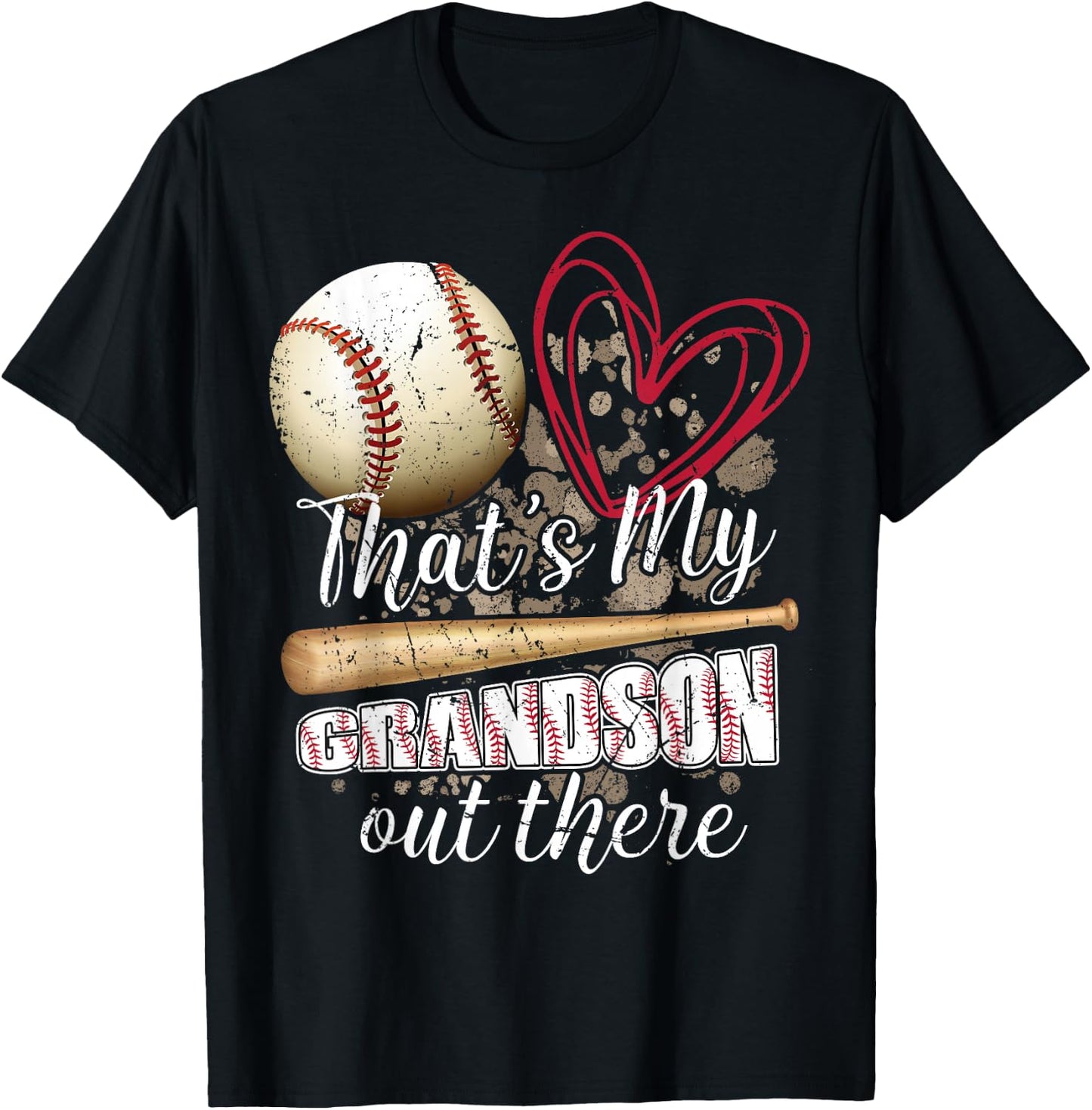 Thats my Grandson Out There Cool Family Baseball Biggest Fan T-Shirt - T-Shirt | Black