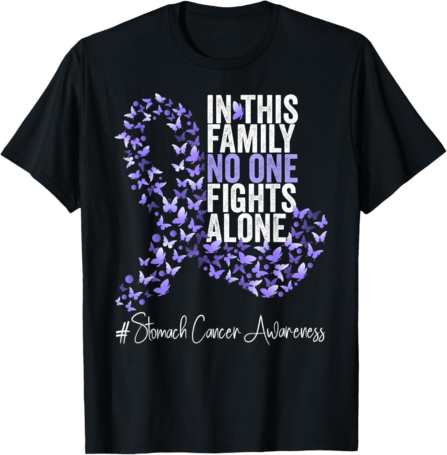 Stomach Cancer Awareness Month Periwinkle Ribbon T-Shirt - T-Shirt | Black