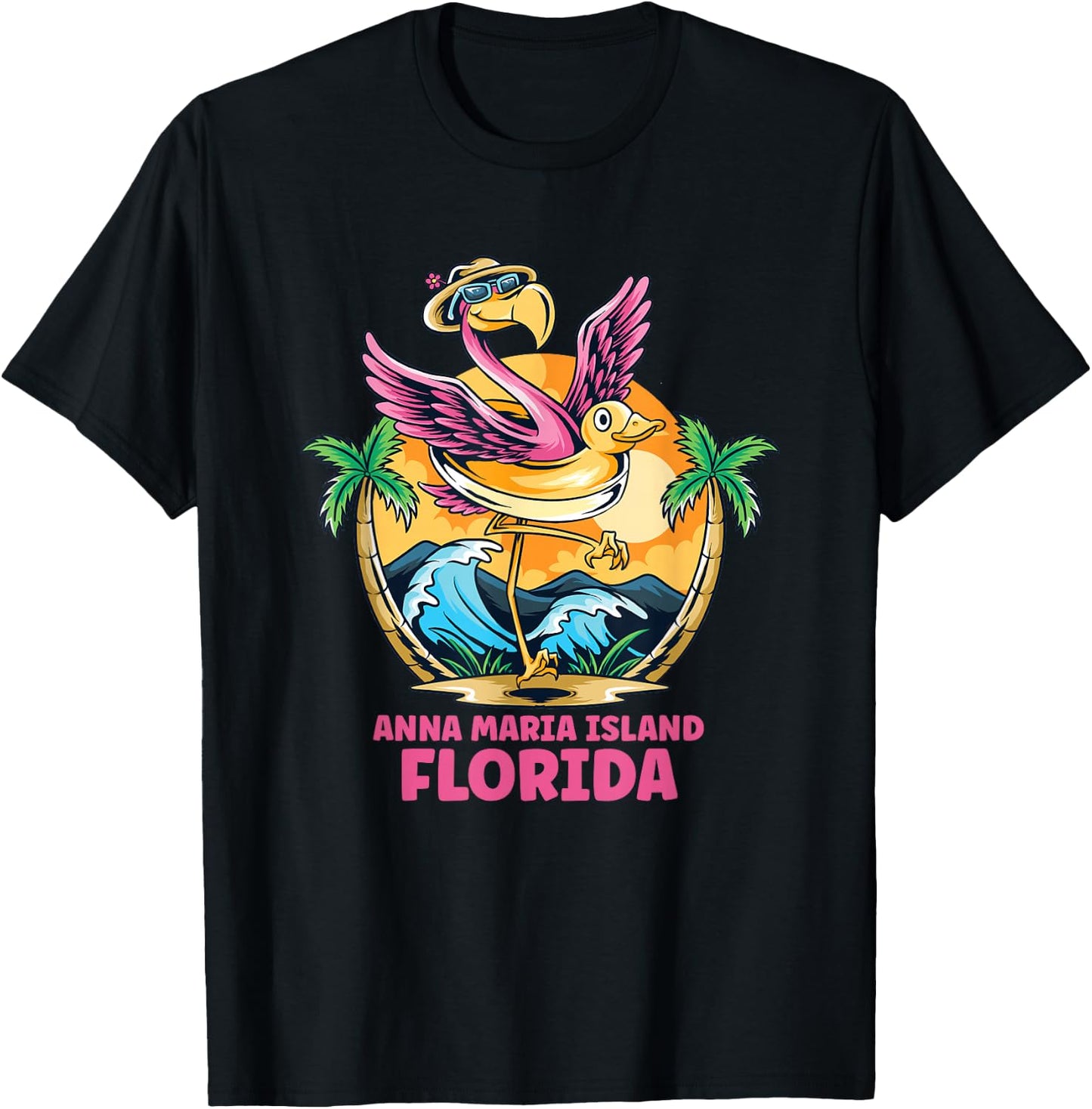 Anna Maria Island Florida Flamingo Beach Family Vacation T-Shirt - T-Shirt | Black