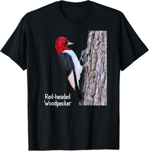 Red-headed Woodpecker Shirt Woodpecker Bird Ornithology T-Shirt - T-Shirt | Black