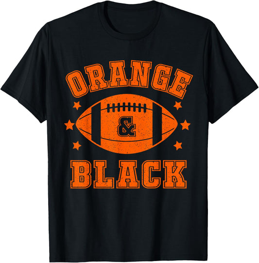 On Gameday Football We Wear Orange and Black School Spirit T-Shirt - T-Shirt | Black