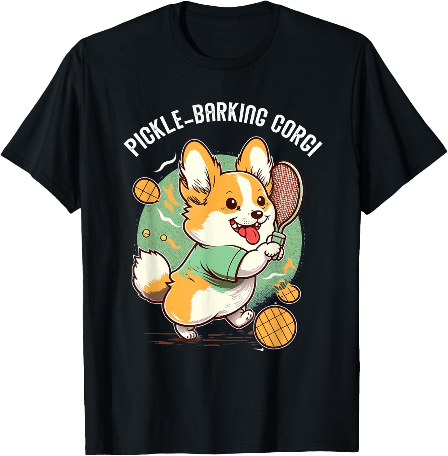 Funny Corgi Dog Pickleball Pun for Pickle ball Player T-Shirt - T-Shirt | Black