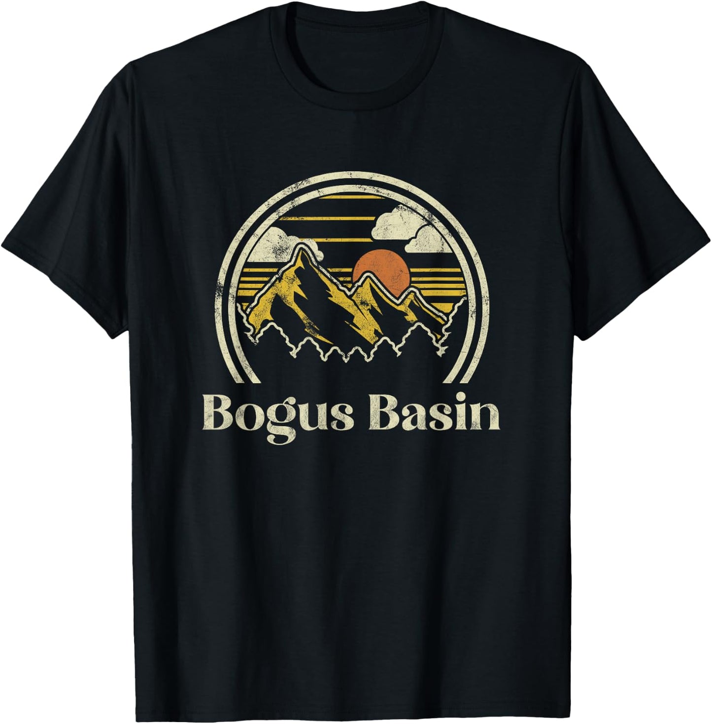 Bogus Basin Mountains Idaho Hiking Outdoors Retro T-Shirt - T-Shirt | Black