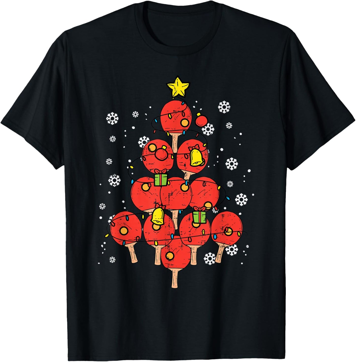 Ping Pong Christmas Tree Xmas Table Tennis Men Women Kids T-Shirt - T-Shirt | Black