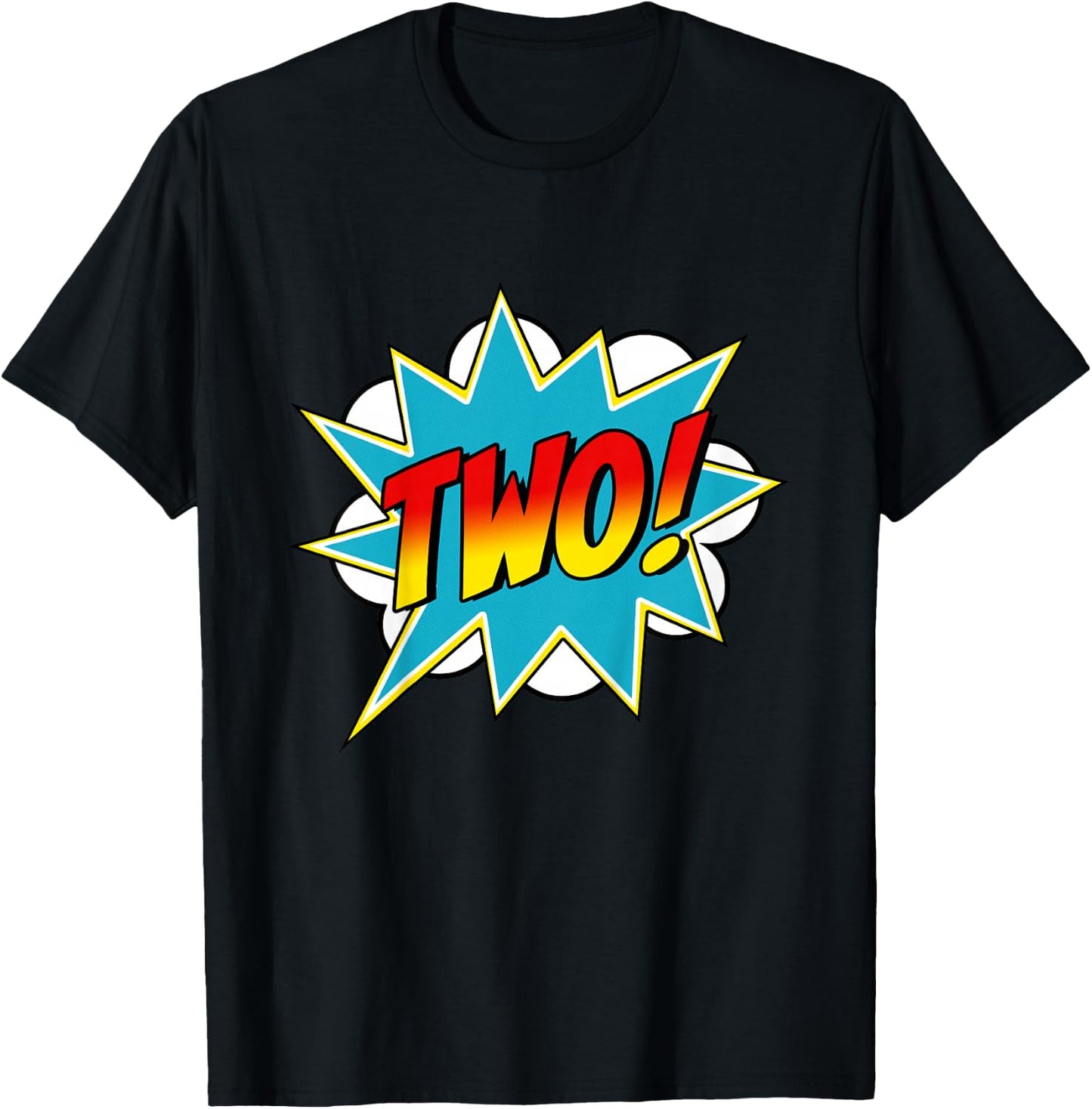 Two! 2nd Birthday Superhero Boys 2 Years Old Comic Book T-Shirt - T-Shirt | Black
