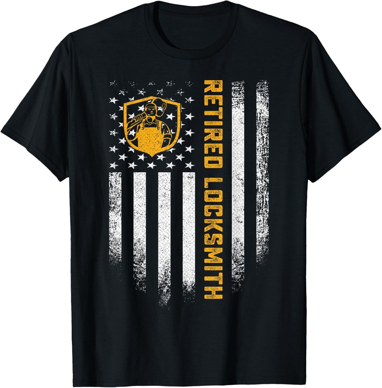 Vintage USA Flag Retired Locksmith Career Retirement Funny T-Shirt - T-Shirt | Black