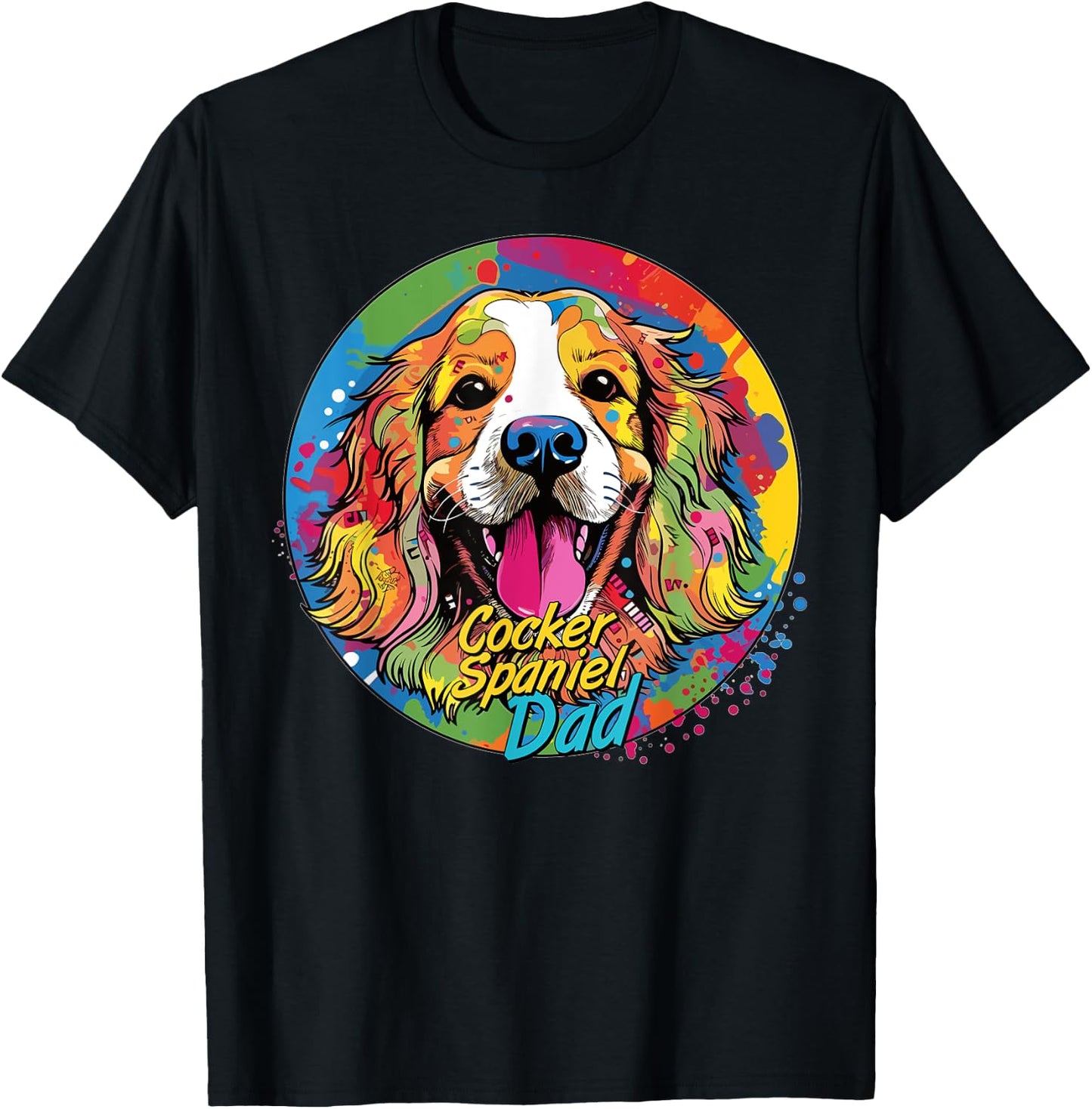 Graffiti Cocker Spaniel Dad Mural: Street Art Cocker Spaniel T-Shirt - T-Shirt | Black