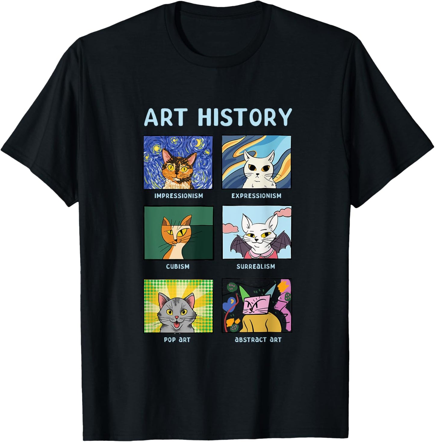 Art History Cats Fine Arts Cat for Art Collector T-Shirt - T-Shirt | Black