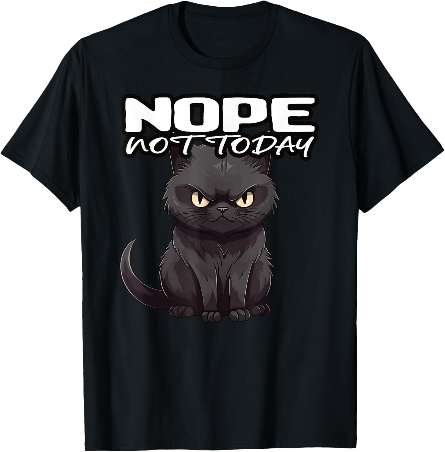 Retro Black Kitty I Retro Black Cat Nope Not Today T-Shirt - T-Shirt | Black
