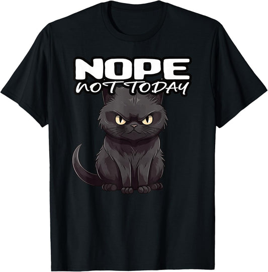 Retro Black Kitty I Retro Black Cat Nope Not Today T-Shirt - T-Shirt | Black