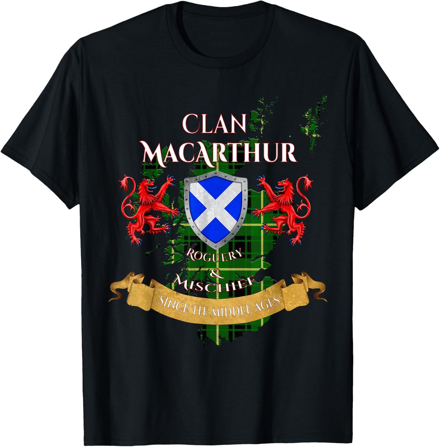 MacArthur Scottish Family Clan Middle Ages Mischief T-Shirt - T-Shirt | Black