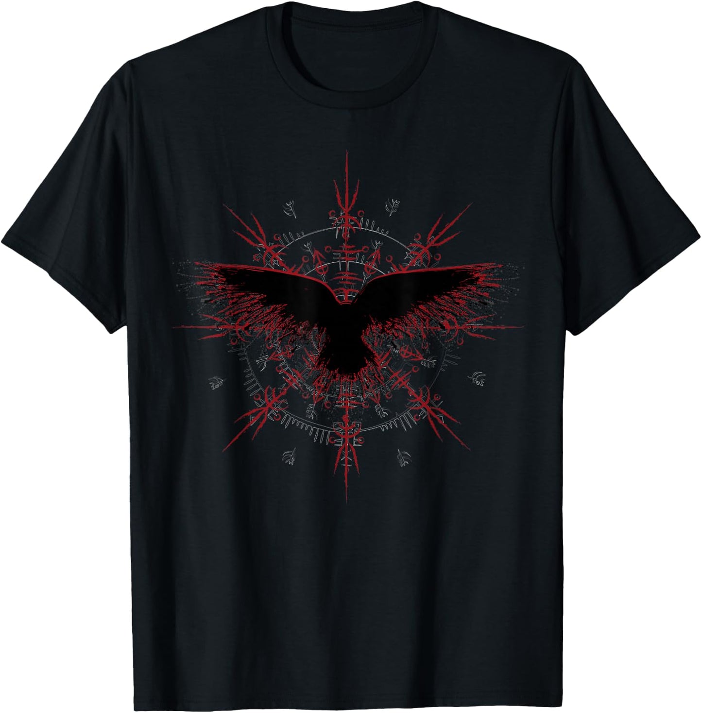 Retro Viking Symbol - Nordic Raven - Rune Celtic Symbol T-Shirt - T-Shirt | Black