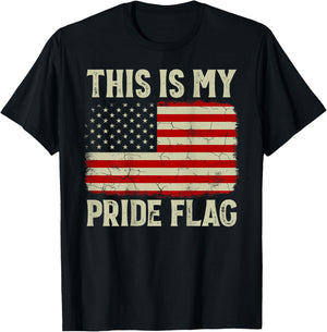 This Is My Pride Flag 4th Of July Patriotic USA Flag On Back T-Shirt - T-Shirt | Black