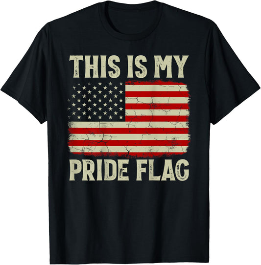 This Is My Pride Flag 4th Of July Patriotic USA Flag On Back T-Shirt - T-Shirt | Black