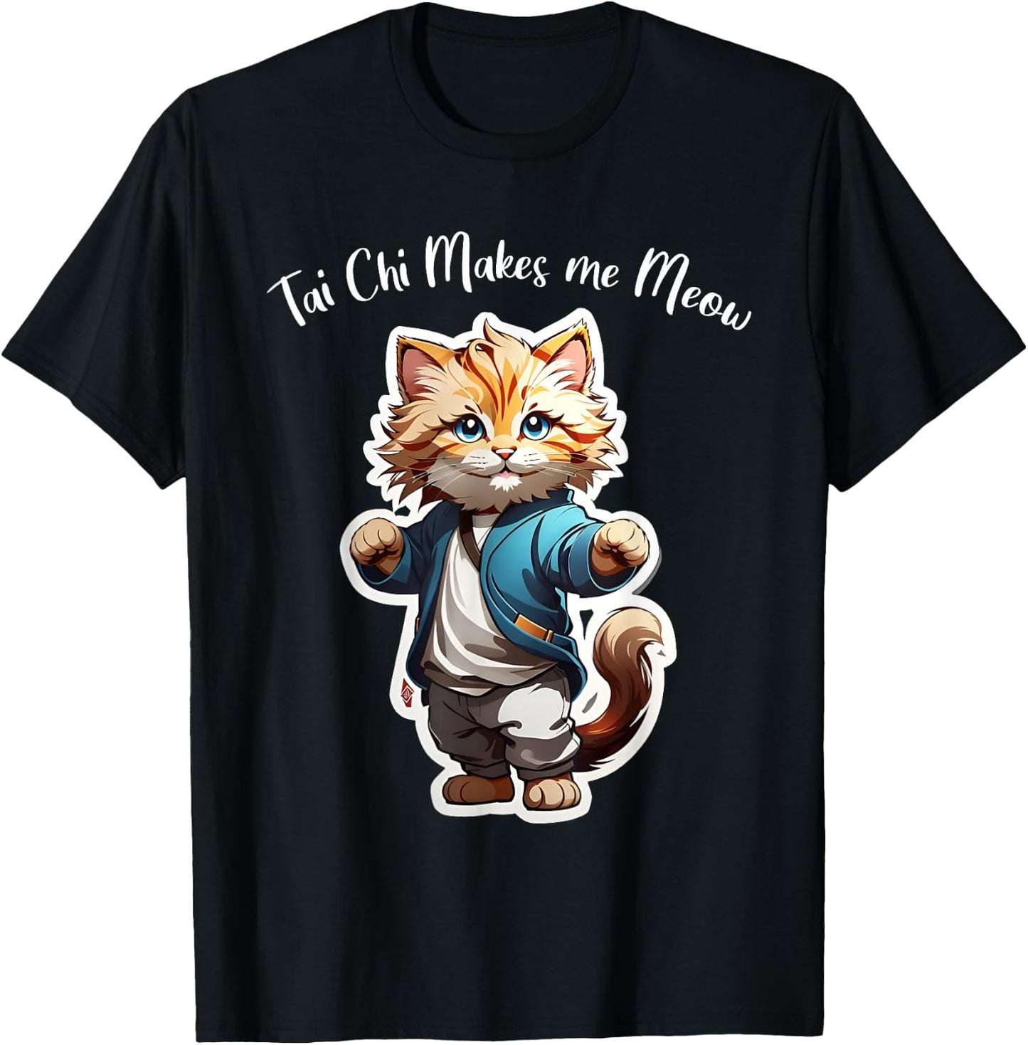 Cat Tai Chi makes me Meow, funny Kitten, Ying Yang Balance T-Shirt - T-Shirt | Black