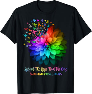 Fight Cancer In All Color Spread The Hope Find a Cure T-Shirt - T-Shirt | Black