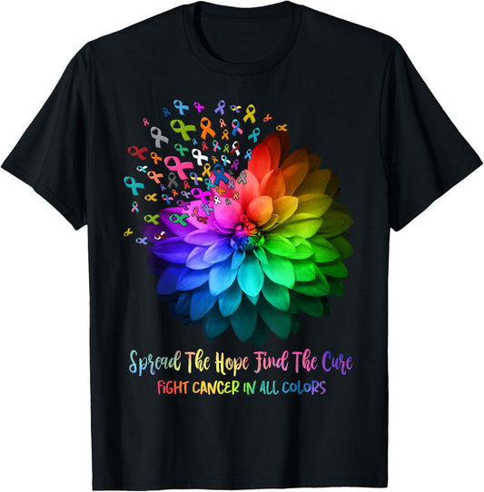 Fight Cancer In All Color Spread The Hope Find a Cure T-Shirt - T-Shirt | Black