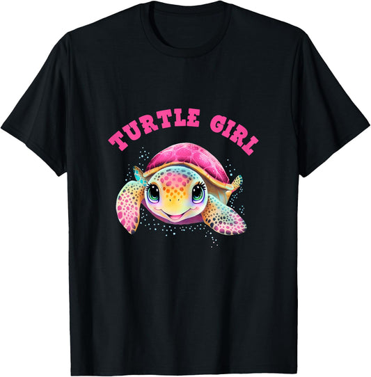 Turtle Girl, Earth Day Outfit for Girls, Girl's Turtle T-Shirt - T-Shirt | Black