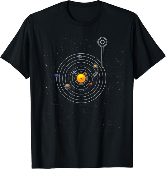 Solar System Vinyl Record T-Shirt - T-Shirt | Black