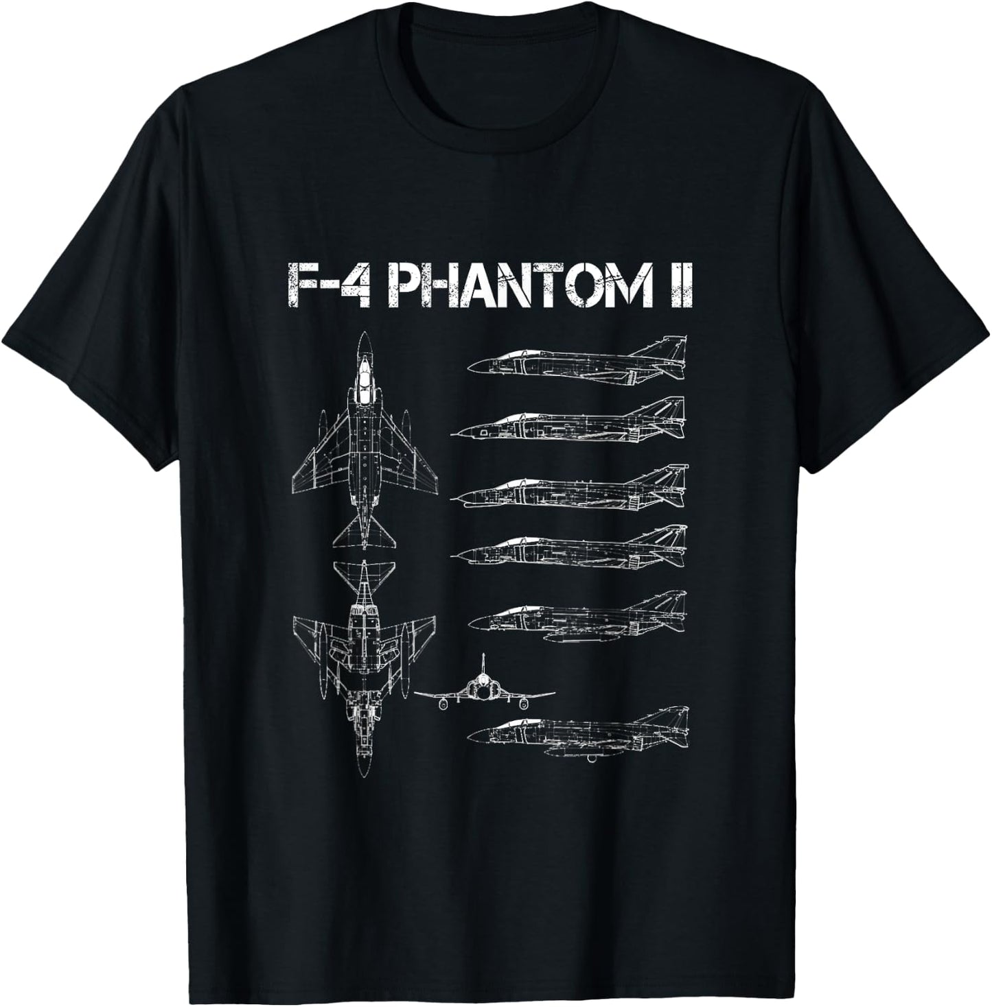 McDonnell Douglas F-4 Phantom II Blueprint Aircraft T-Shirt - T-Shirt | Black