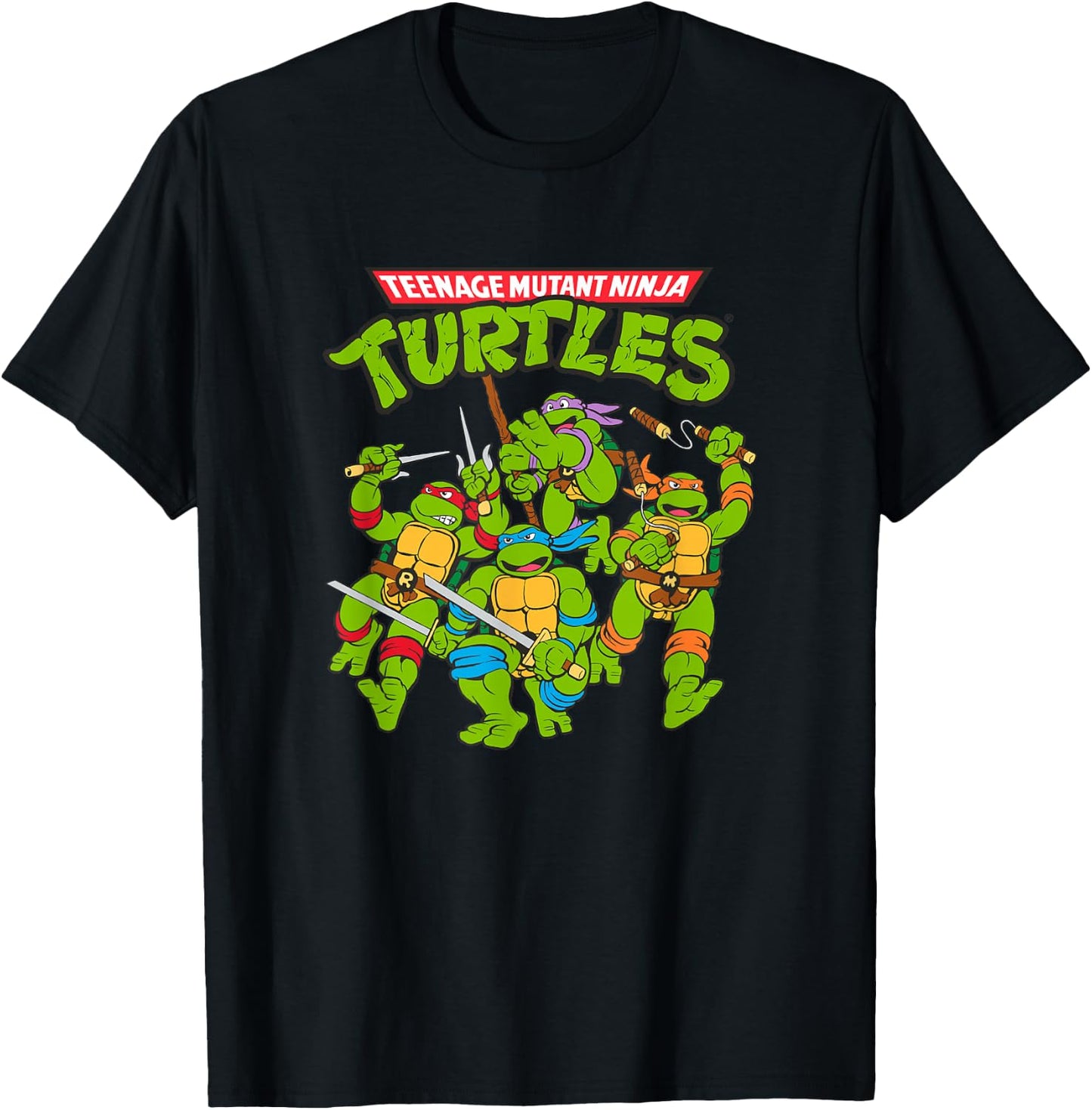 Teenage Mutant Ninja Turtles Classic Vintage Ninja Attack T-Shirt - T-Shirt | Black