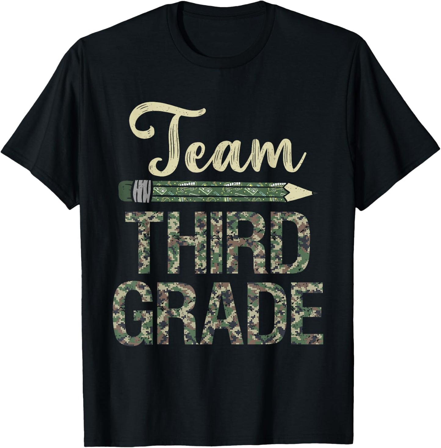 Team Third Grade Camo 3rd Grade Teacher Camouflage Men Women Kids T-Shirt - T-Shirt | Black