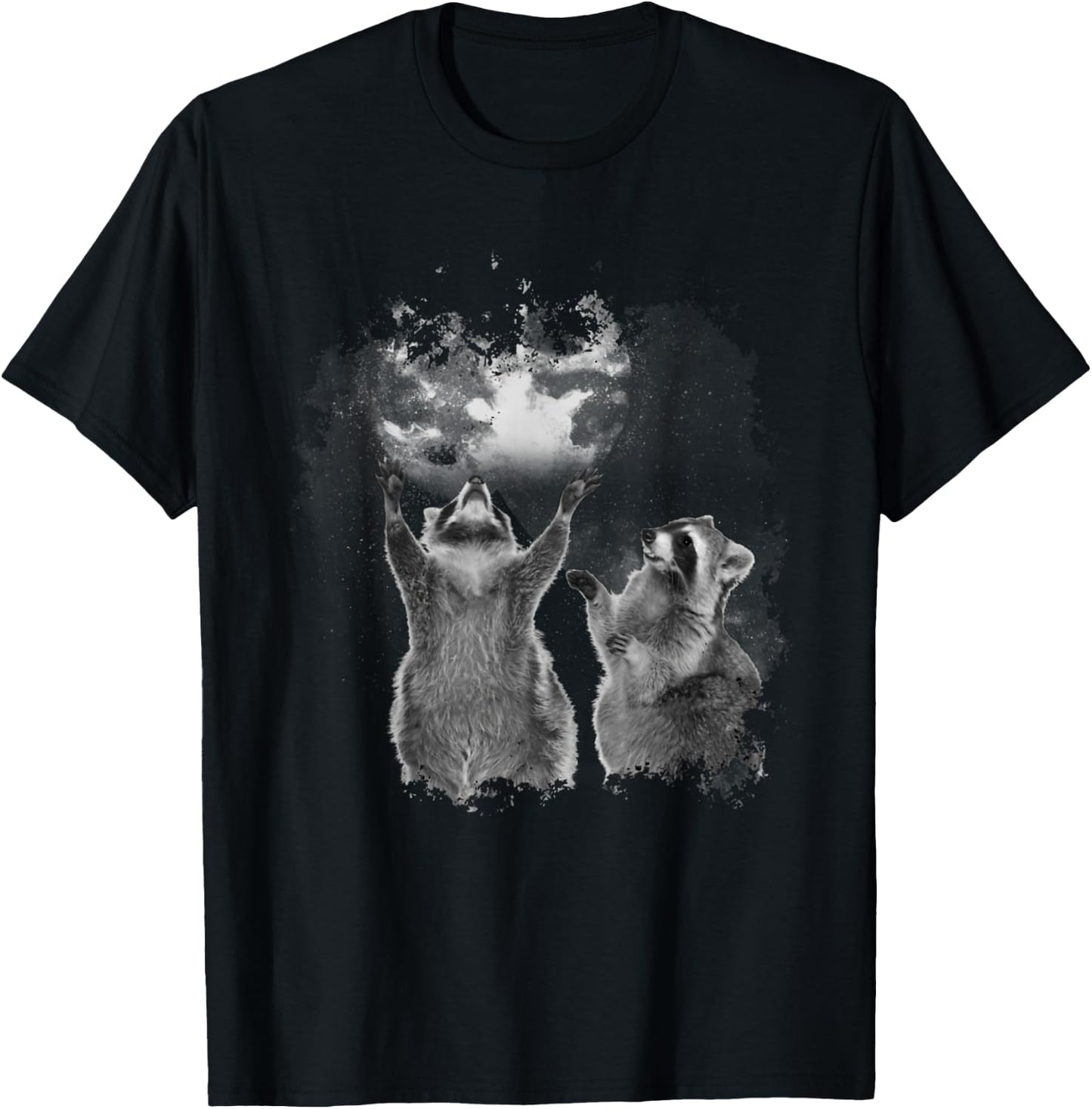 Raccoons Howling at the Moon Funny Raccoon Team Trash T-Shirt - T-Shirt | Black