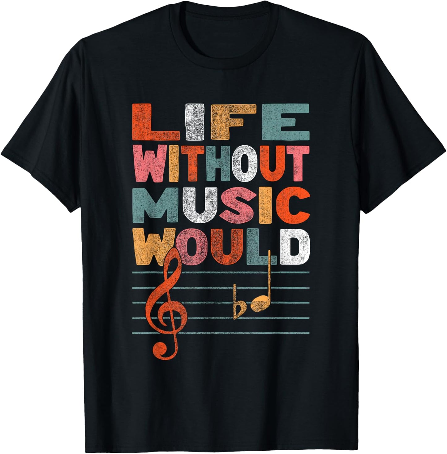 Life Without Music Would Be Flat Funny Music Lover Gift T-Shirt - T-Shirt | Black