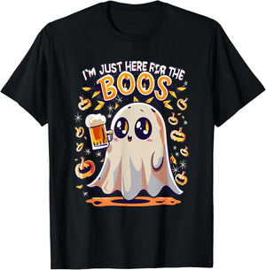 Funny Halloween Ghost Costume I'm Just Here for the Boos T-Shirt - T-Shirt | Black