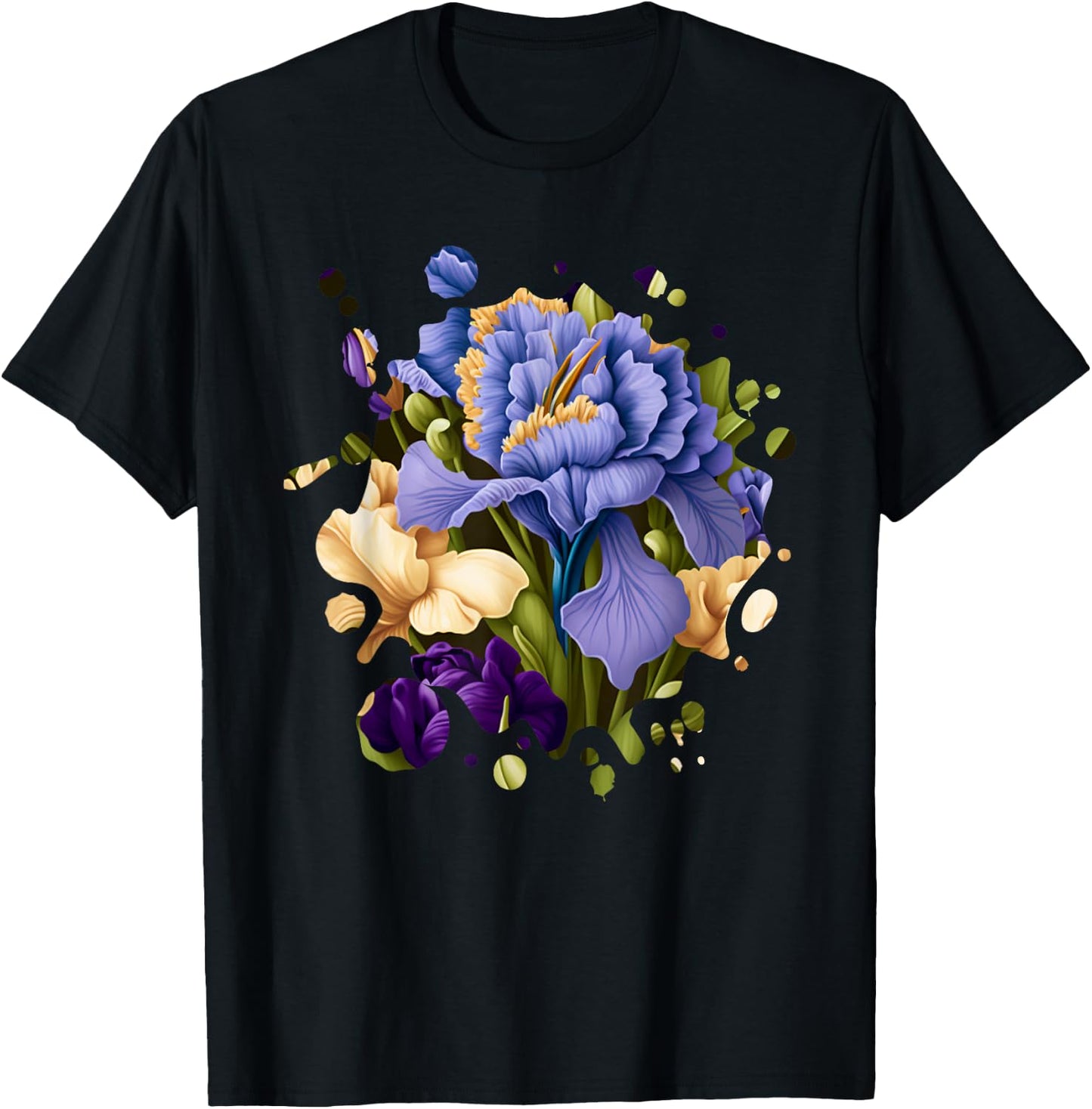 Vintage Iris Inspired Flower Plant Lover Funny gardening T-Shirt - T-Shirt | Black
