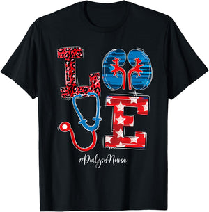 Love Dialysis Nurse Happy 4th Of July Independence Day Men T-Shirt - T-Shirt | Black