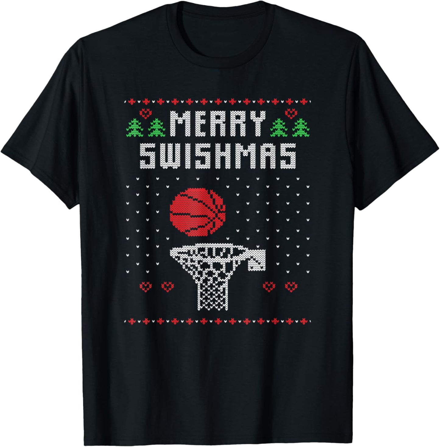 Merry Swishmas Ugly Christmas Sweater XMas T-Shirt - T-Shirt | Black