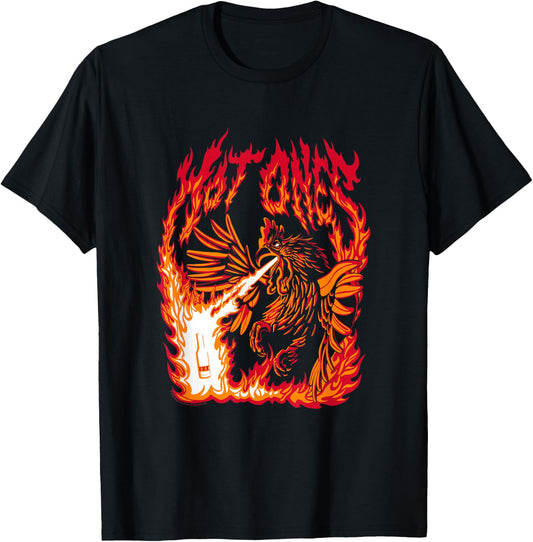 Hot Ones Fire Breathing Chicken T-Shirt - T-Shirt | Black